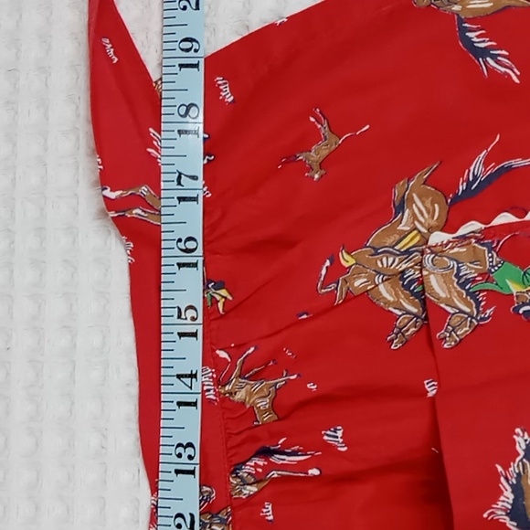Vintage 50's Red Bronco Bustin' Western Theme Women's Half Apron MCM - Picture 7 of 14